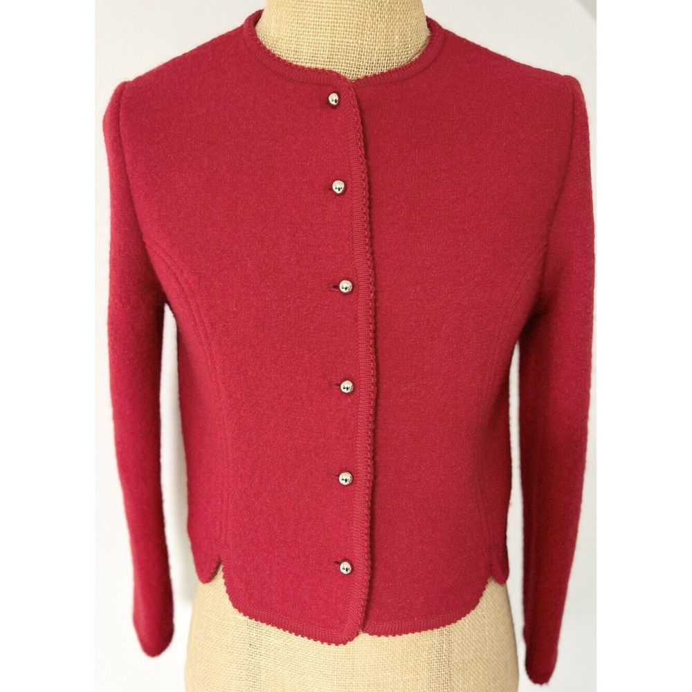 Vtg CARROLL REED Ski Shops New Hampshire Red Boiled Wool Silver Sweater Medium